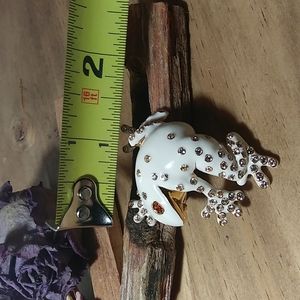 Joan Rivers Frog Brooch, crystal accent